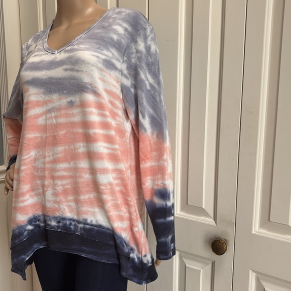 Green Tea Womens Size L Long Sleeve Tie Dye Shirt. so Soft. Pink & Blue. - Picture 3 of 11